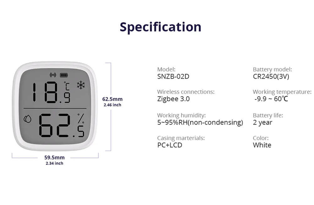 Sonoff SNZB-02D - ZigBee Digital Temperature and Humidity Sensor - Image 5